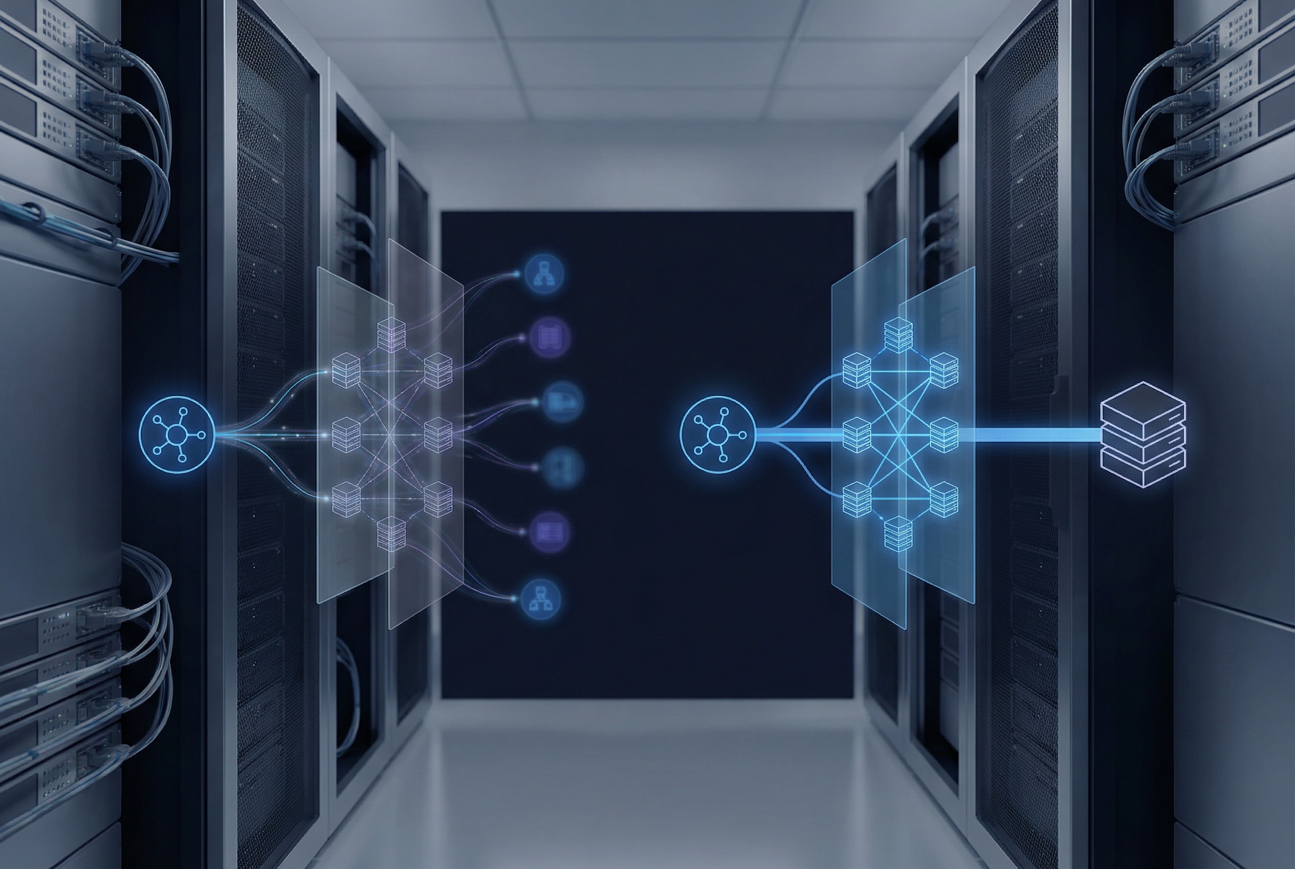 Minh họa chuyên nghiệp so sánh proxy xoay và proxy tĩnh trong môi trường mạng